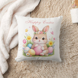 Cute Easter Bunny Rabbit Pink Blush Peony Kissen