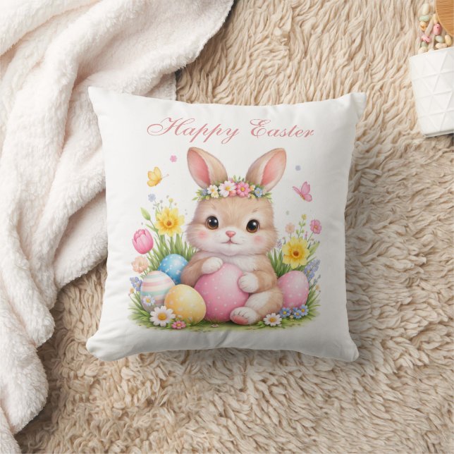 Cute Easter Bunny Rabbit Pink Blush Peony Kissen (Decke)