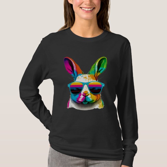 Cute Easter Bunny Rabbit wearing Sunglasses T-Shirt (Vorderseite)