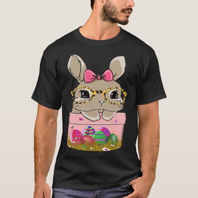 Cute Easter Bunny With Cheetah Glasses For The Mom T-Shirt (Vorderseite)