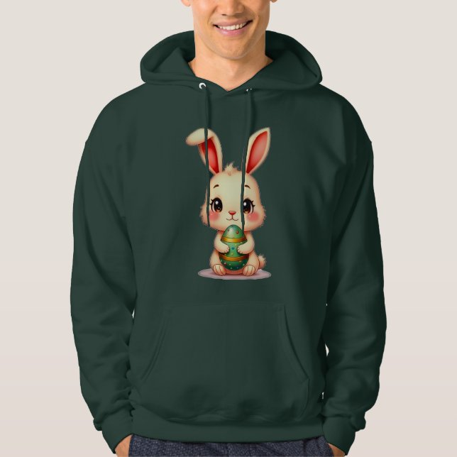 Cute Easter Bunny with Chocolate Egg moletom Hoodie (Vorderseite)