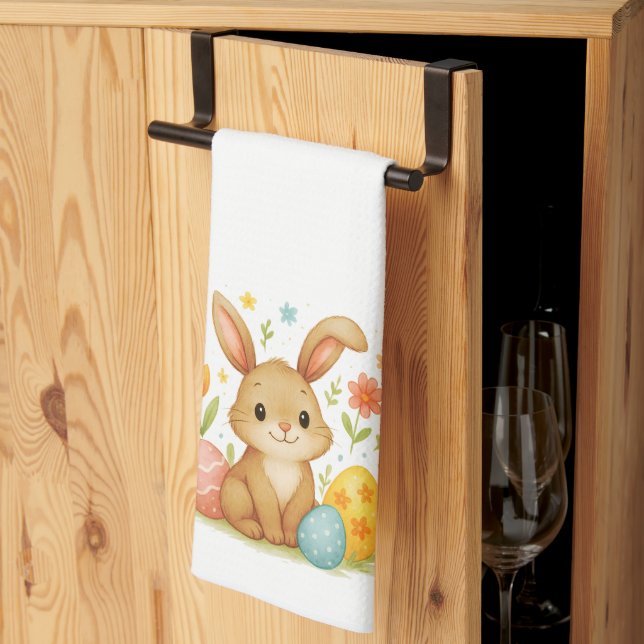 Cute Easter Bunny with Eggs Kitchen Towel Geschirrtuch (Drittel gefaltet)