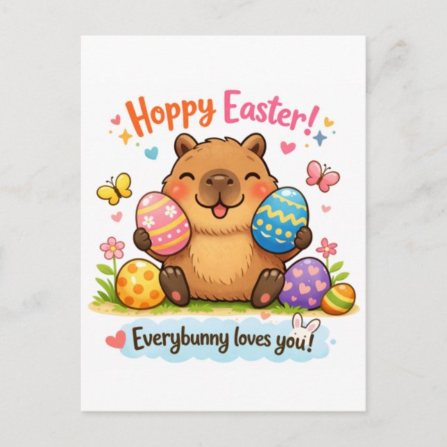 Cute Easter Capybara Eggs  Postkarte (Vorderseite)