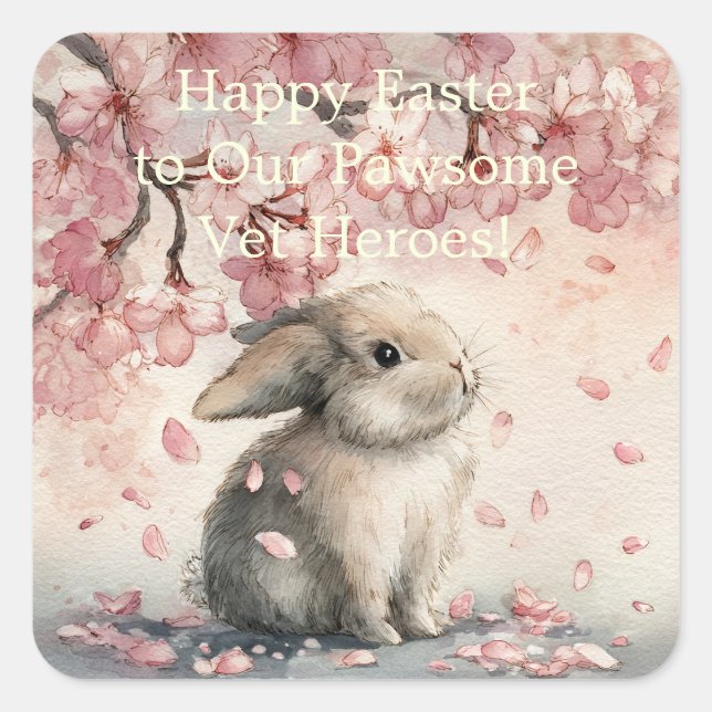 Cute Easter Card for Veterinary Personal Quadratischer Aufkleber (Vorderseite)