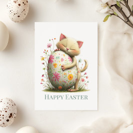 Cute Easter Cat Flat Greeting Card Feiertagskarte