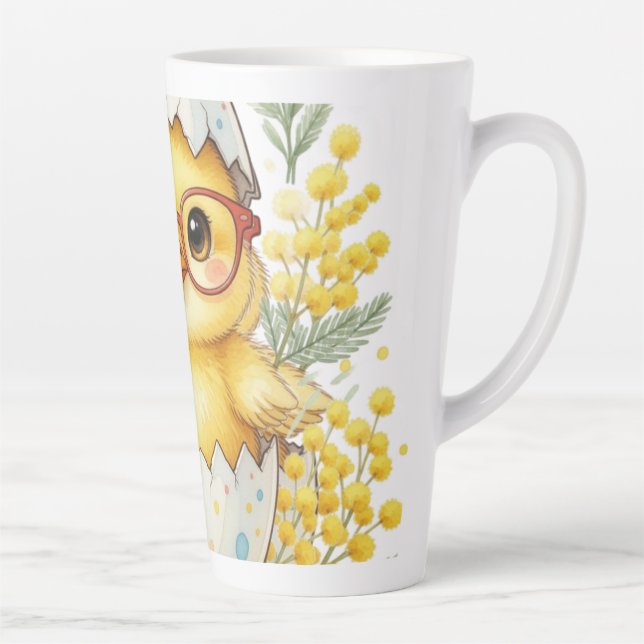 Cute Easter Chick Glasses Mimosa Bloom Milchtasse (Rechts)