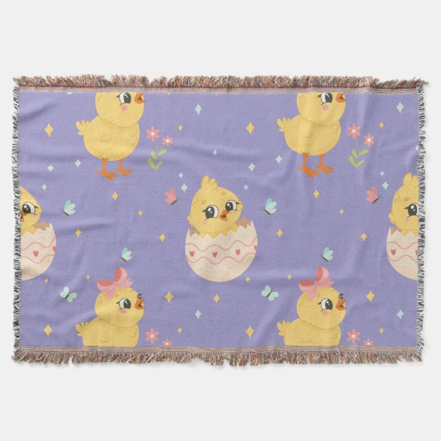 Cute Easter Chick with Pink Bow Seamless Pattern  Decke (Vorderseite)