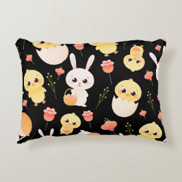 Cute Easter Chicks & Bunnies Seamless Pattern  Dekokissen