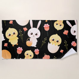 Cute Easter Chicks & Bunnies Seamless Pattern  Strandtuch