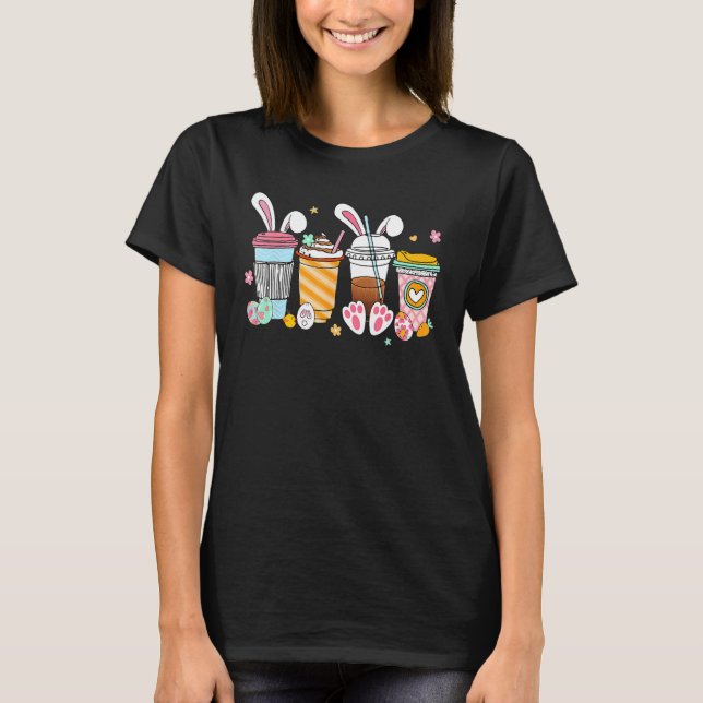 Cute Easter Coffee Bunny Latte Coffee Easter 2023  T-Shirt (Vorderseite)