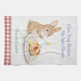 Cute Easter Gift Bunny Tea Towel | Hot Cross Bun Geschirrtuch