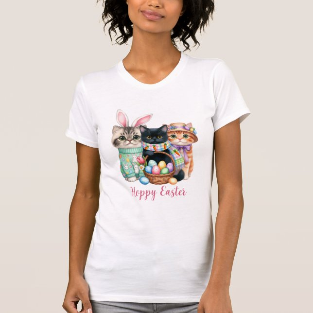 Cute Easter Kittens with Eggs T-Shirt (Vorderseite)