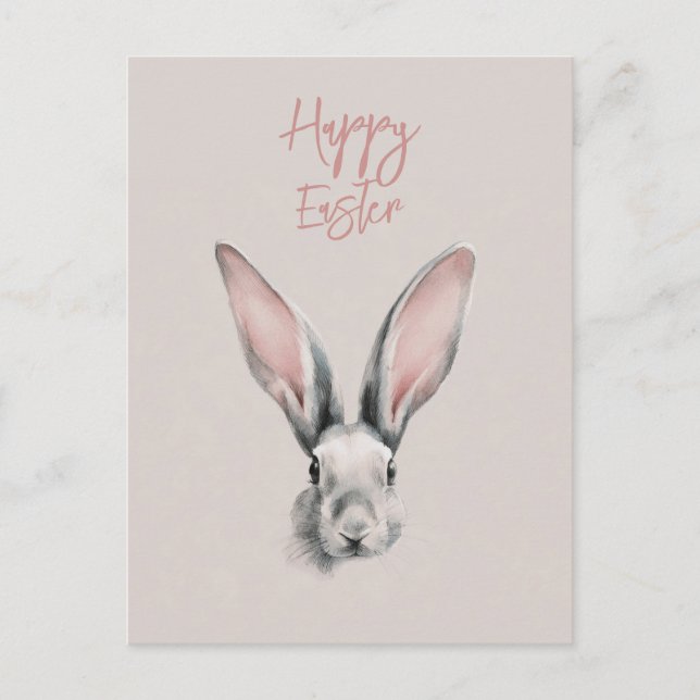 Cute Easter Rabbit Postcard in Minimalistic Style Postkarte (Vorderseite)
