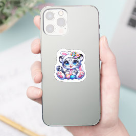 Cute Easter Snow Leopard Big Cat Stickers Aufkleber