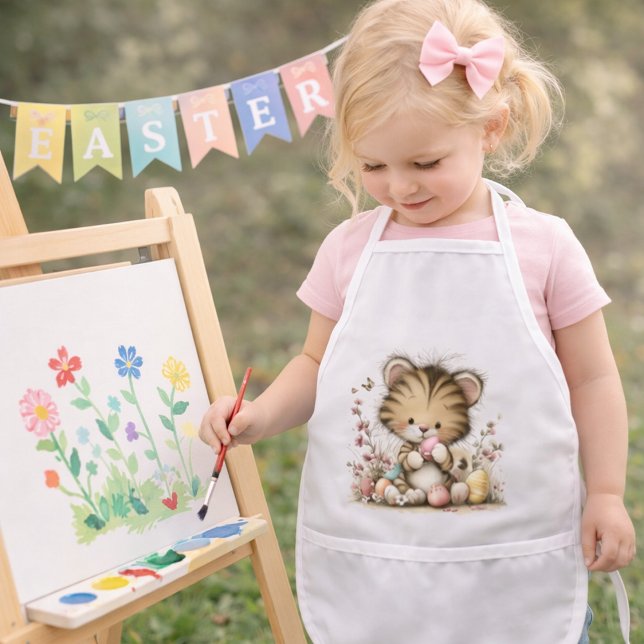 Cute Easter Tiger Cub Illustration Kinderschürze (Von Creator hochgeladen)