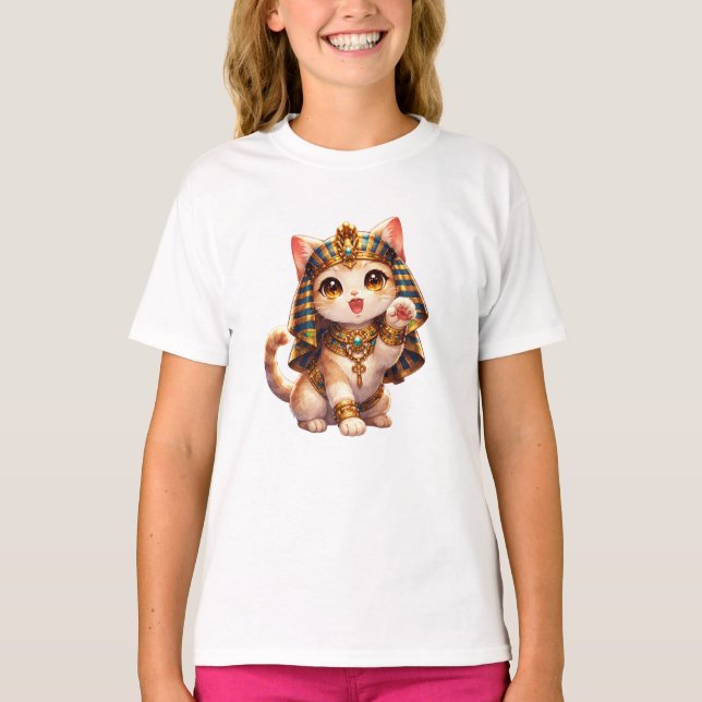 Cute Egyptian Cat Kids T-Shirt – Ancient Egypt Cat (Vorderseite)
