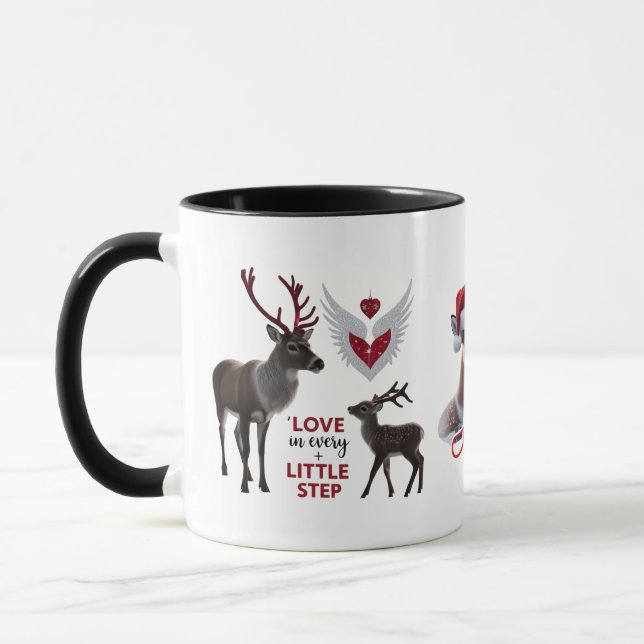 Cute & Elegant Reindeer "Love in Every Little Step Tasse (Links)