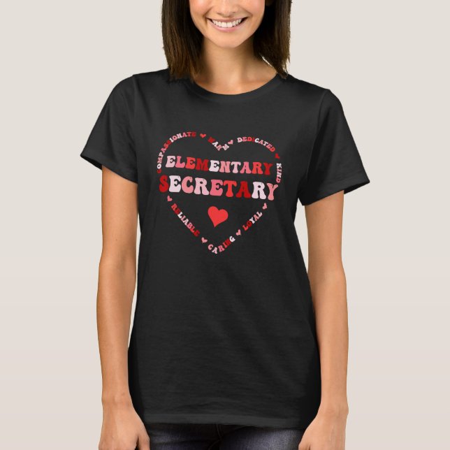 Cute Elementary Secretary Valentines Day Heart T-Shirt (Vorderseite)