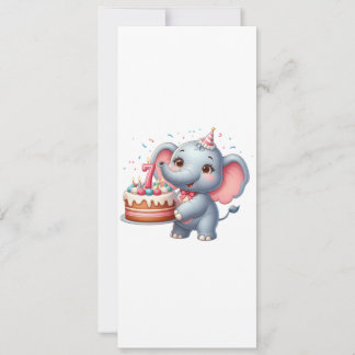 Cute Elephant 7th Birthday Einladung