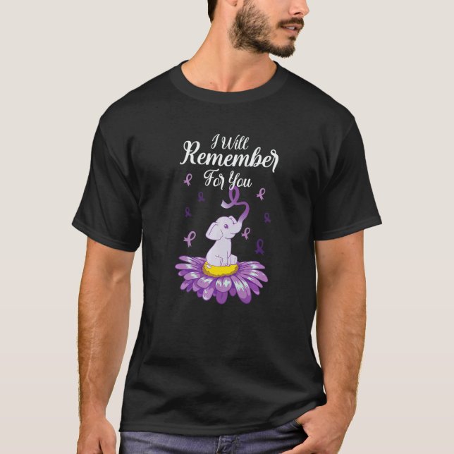 Cute Elephant Alzheimer's Awareness  T-Shirt (Vorderseite)