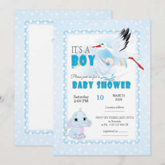 Cute Elephant Baby Shower Invitation. It is a boy Einladung