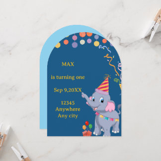Cute Elephant Birthday Invitation Card Einladung