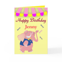 Cute Elephant Circus Personalized Custom Name