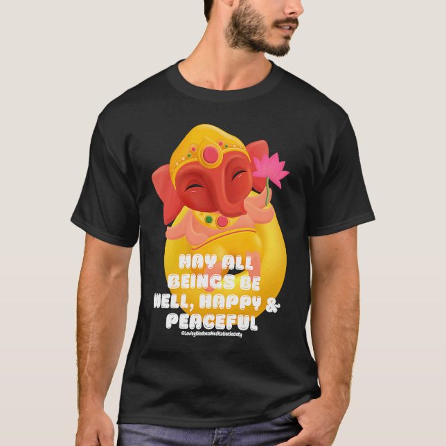 Cute Elephant Ganesha Peace Lotus Loving Kindness  T-Shirt (Vorderseite)