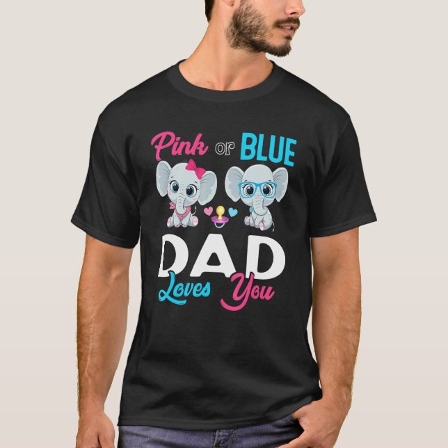 Cute Elephant Keeper Of The Gender Dad Loves You R T-Shirt (Vorderseite)
