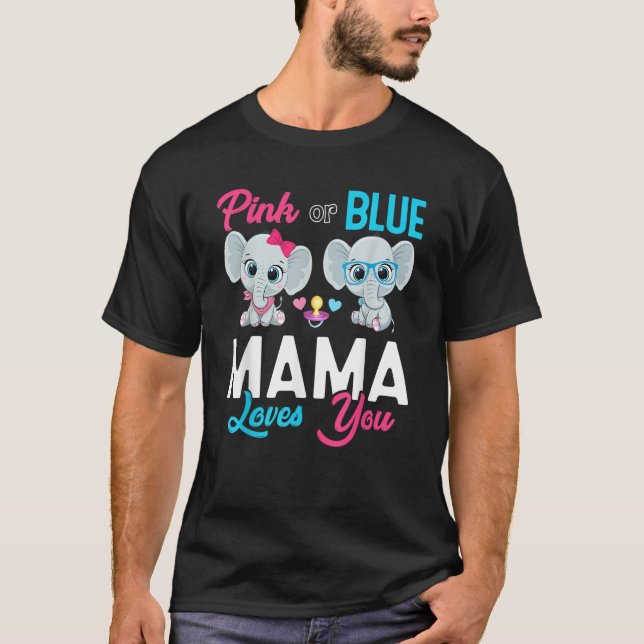 Cute Elephant Keeper Of The Gender Mama Loves You  T-Shirt (Vorderseite)