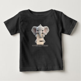 Cute Elephant Letter E Kids T-Shirt | Animal Alpha