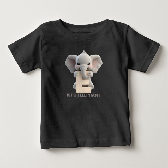 Cute Elephant Letter E Kids T-Shirt | Animal Alpha (Vorderseite)