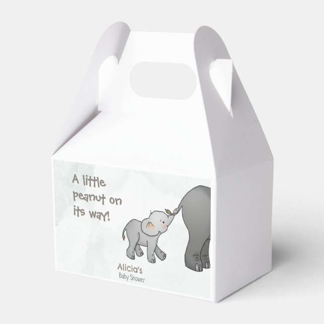 Cute Elephant Little Peanut On its Way Baby Shower Geschenkschachtel (Vorderseite)