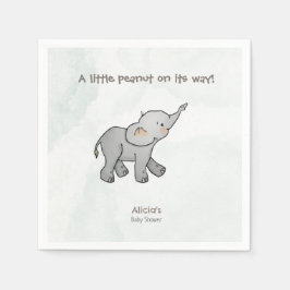 Cute Elephant Little Peanut On its Way Baby Shower Serviette