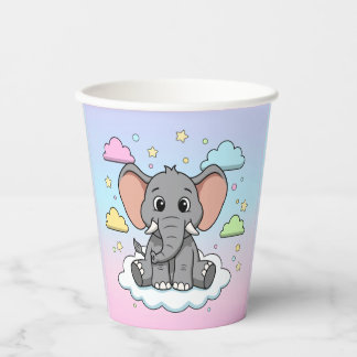 Cute Elephant on Cloud - I'm Ele-Fun-t Pun Pappbecher
