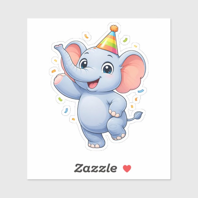 Cute Elephant Party Custom-Cut Vinyl Sticker (Blatt)