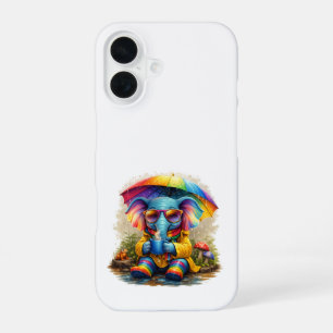 Cute Elephant Rainbow iPhone 16 Case Hülle