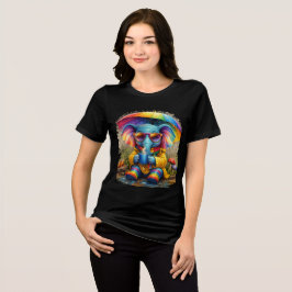 Cute Elephant Rainbow Umbrella Cozy T-Shirt Tri-Blend Shirt