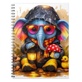 Cute Elephant Raincoat Kawaii Notebook Notizblock