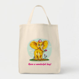 Cute Elephant Tote Bag – “Have a Wonderful Day!”  Tragetasche