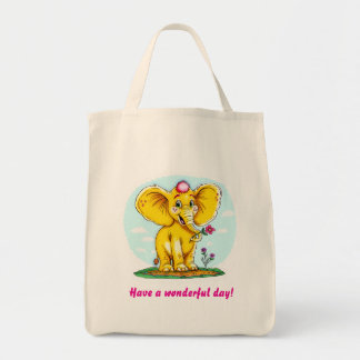 Cute Elephant Tote Bag – “Have a Wonderful Day!”  Tragetasche
