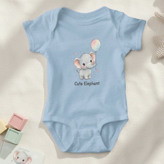 Cute Elephant Watercolor Balloon Baby Bodysuit Strampler (Von Creator hochgeladen)