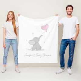 Cute Elephant with Balloon Baby Shower Fleecedecke