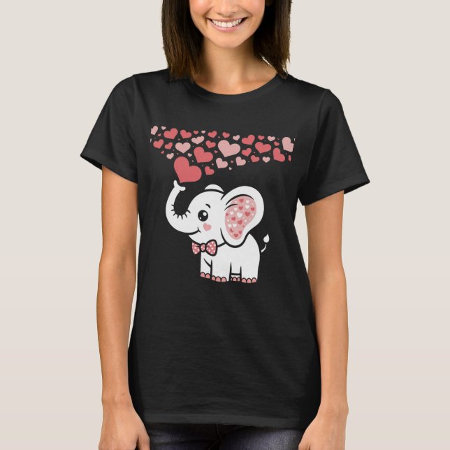 Cute Elephant with Hearts Illustration T-Shirt (Vorderseite)