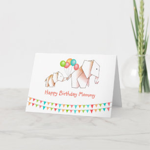 Cute Elephants Happy Birthday Mommy Karte