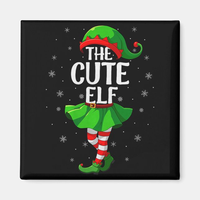 Cute Elf Christmas Girls Women Elf Squad Xmas Fami Magnet (Vorne)