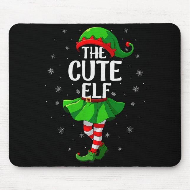 Cute Elf Christmas Girls Women Elf Squad Xmas Fami Mousepad (Vorne)
