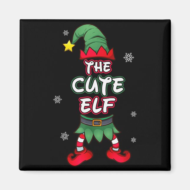 Cute Elf Christmas Pajamas Pjs Matching Family Gro Magnet (Vorne)