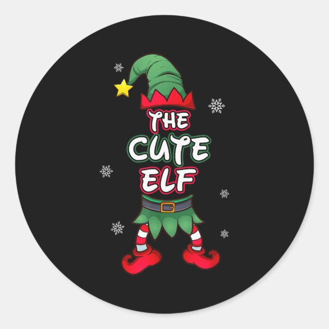 Cute Elf Christmas Pajamas Pjs Matching Family Gro Runder Aufkleber (Vorderseite)