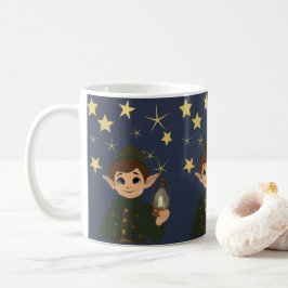 Cute Elf Watcher Starry Night Christmas Mug Kaffeetasse